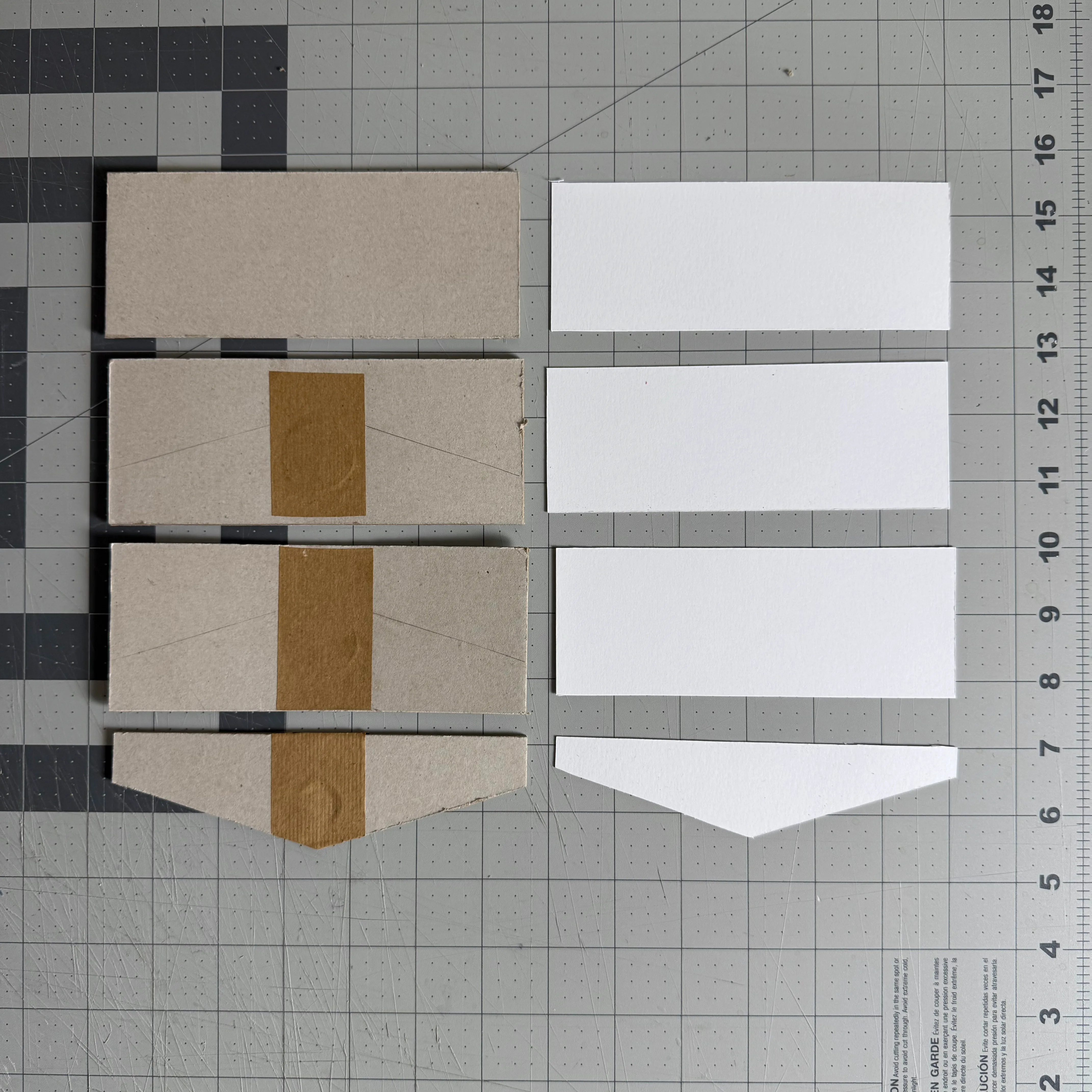 Chipboard and cardstock panels cut for the sunglasses case