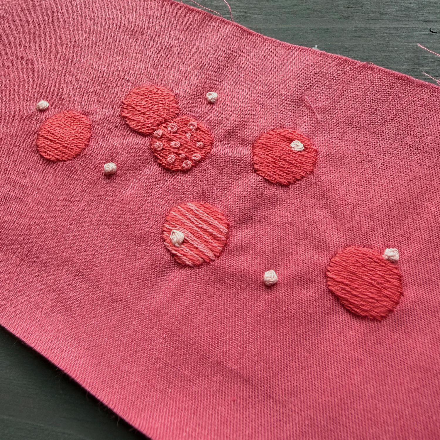 Bubble embroidery stitched on the sunglasses case lining fabric