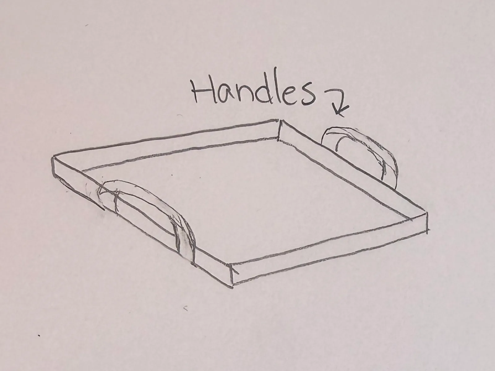 Valet tray design with built-in handles