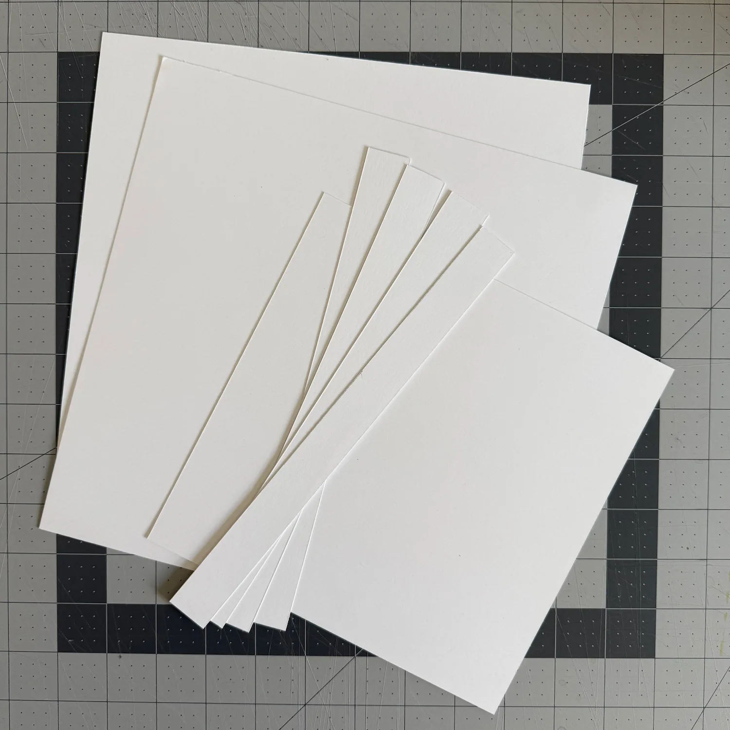 Cardstock pieces cut for the tray lining